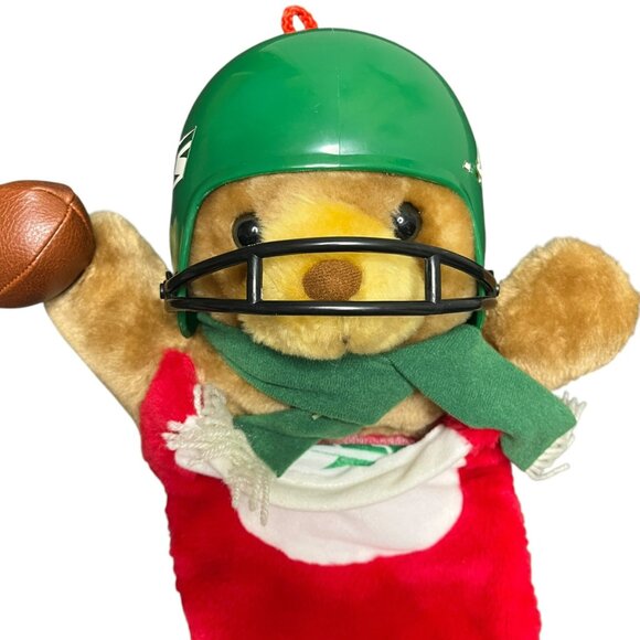 VTG NY Jets Teddy Bear Christmas Stocking NFL Football Plush 19" Hard‎ Helmet - Picture 8 of 9